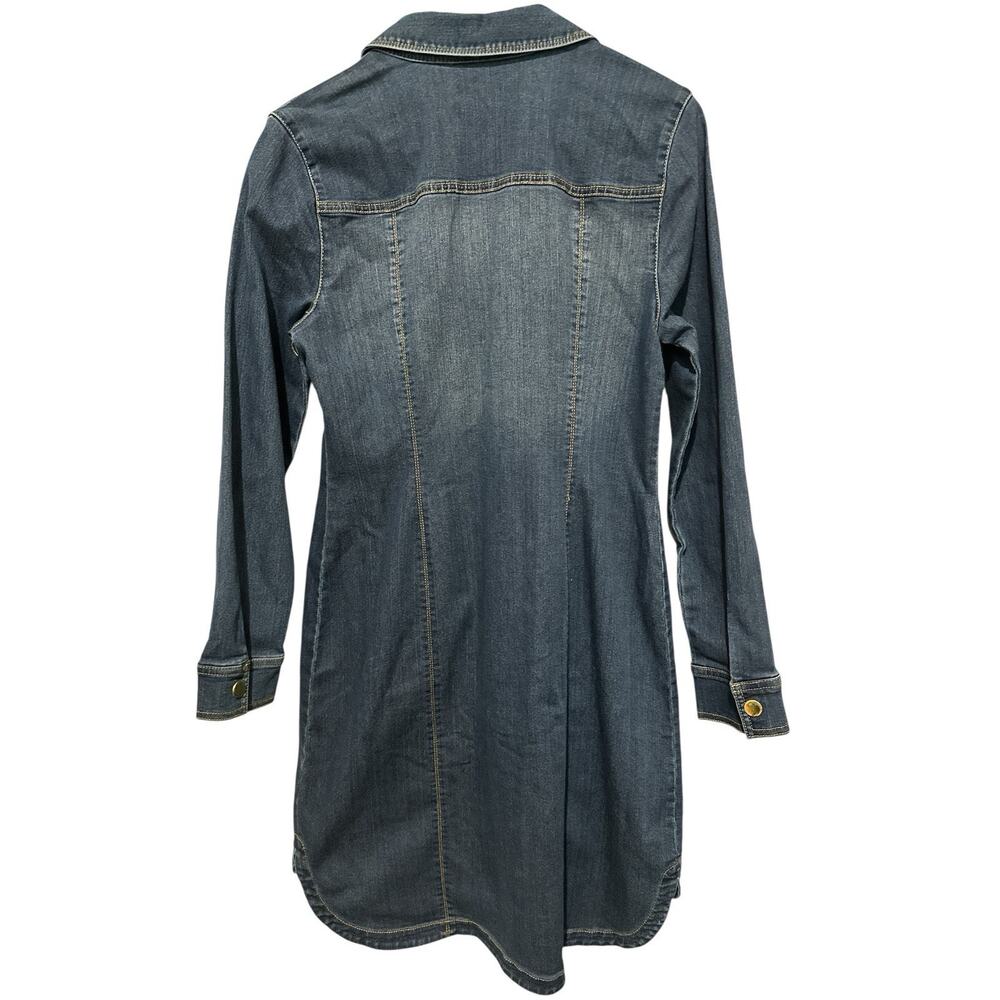 Denim Button Front Shirt Dress Casual Long Sleeve Size 8 - Picture 6 of 8